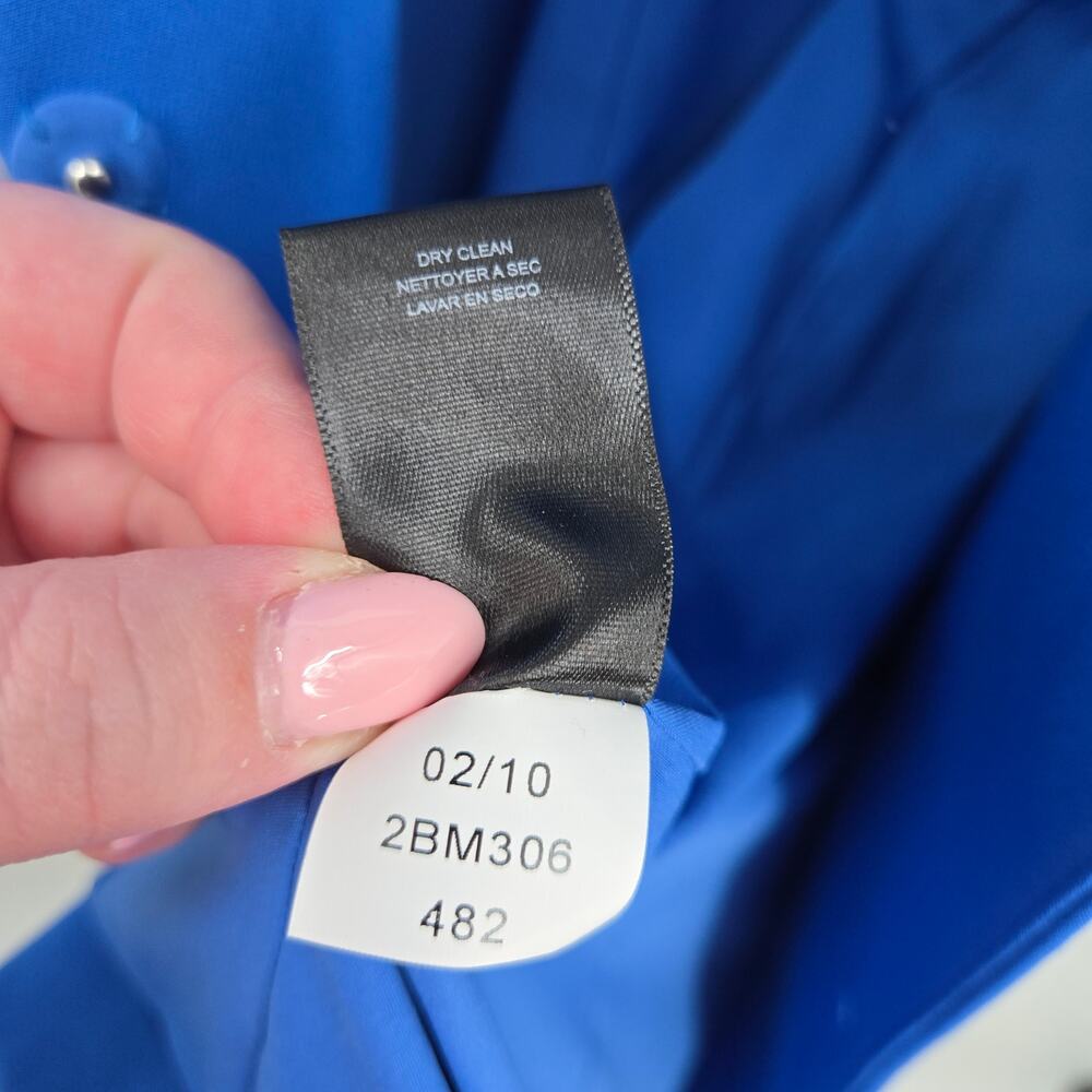 Tahari ASL 2 Side-Tie Blazer Dress Atlantic Blue Wrap Long Sleeve Collared - Picture 10 of 10